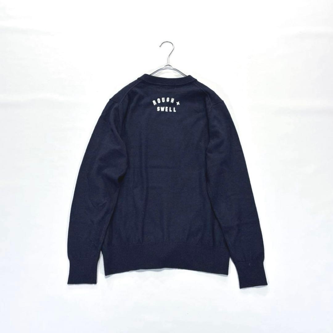 ラフアンドスウェル　長袖　ニットセーター　ネイビー　ビッグロゴ　M ウール混
