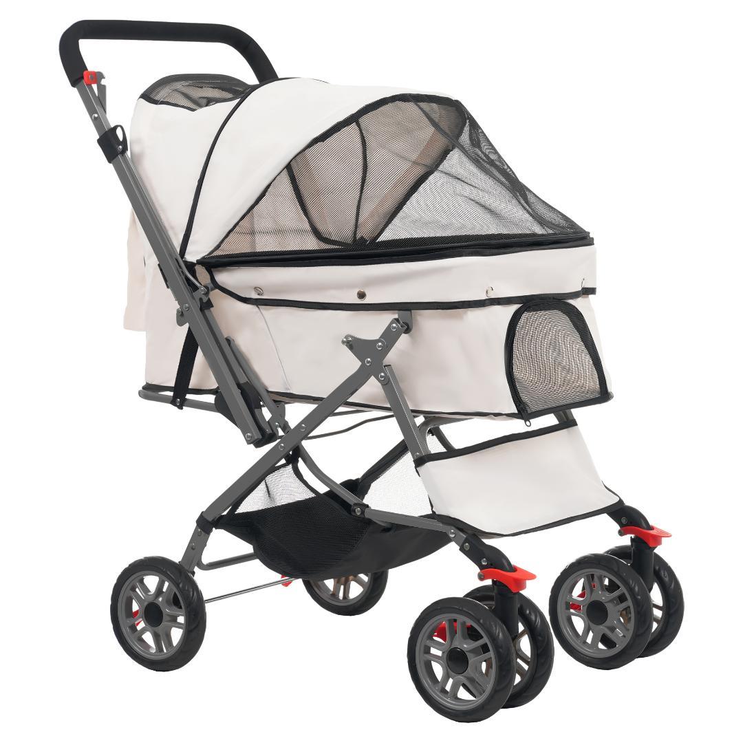 ペットカート 対面式 折りたたみ 多頭 中型犬 小型犬 猫 2way【ベージュ】