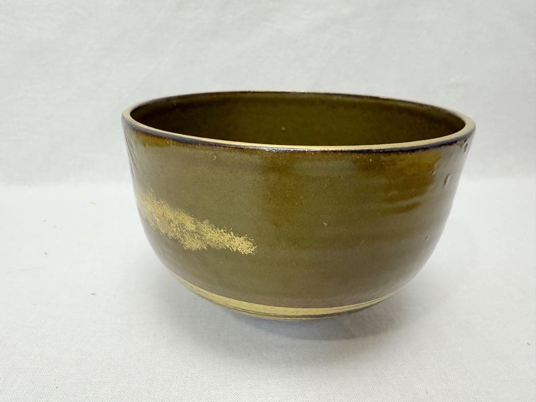 未使用 茶道具 深山造 仁清 松毬 茶碗 金縁 陶印 共布 共箱