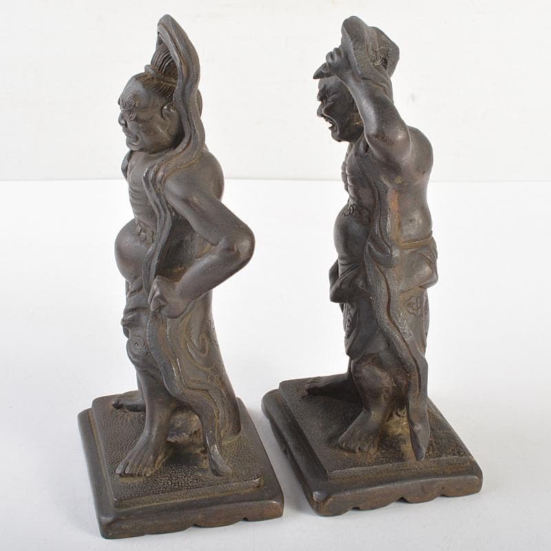 仏教美術　古銅　仁王像　金剛力士像　置物　H　R7416