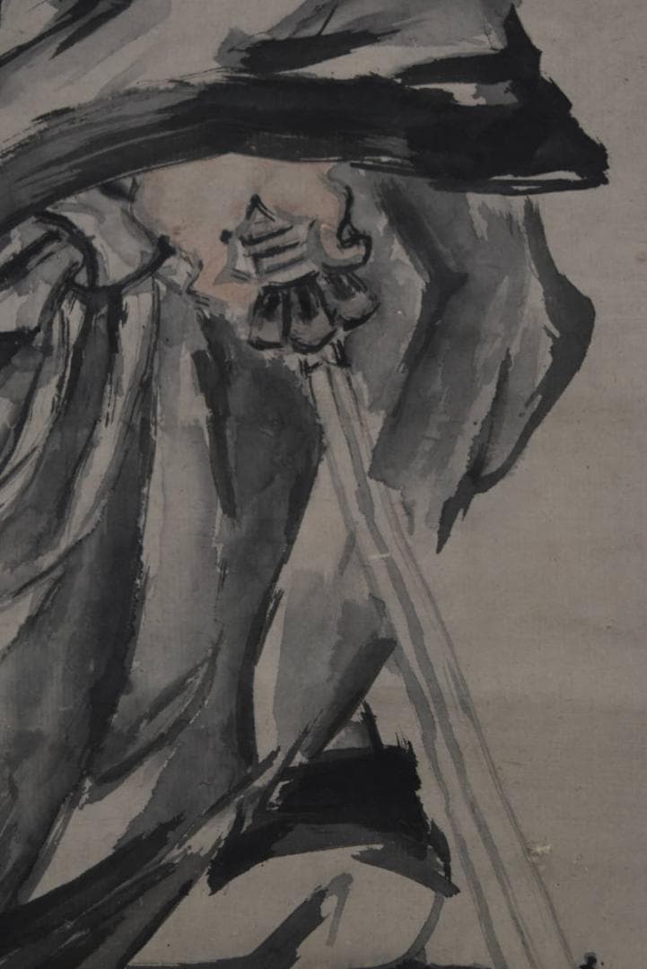 谷文晁/鍾馗之図/木筆人物図/掛軸☆宝船☆Z-915