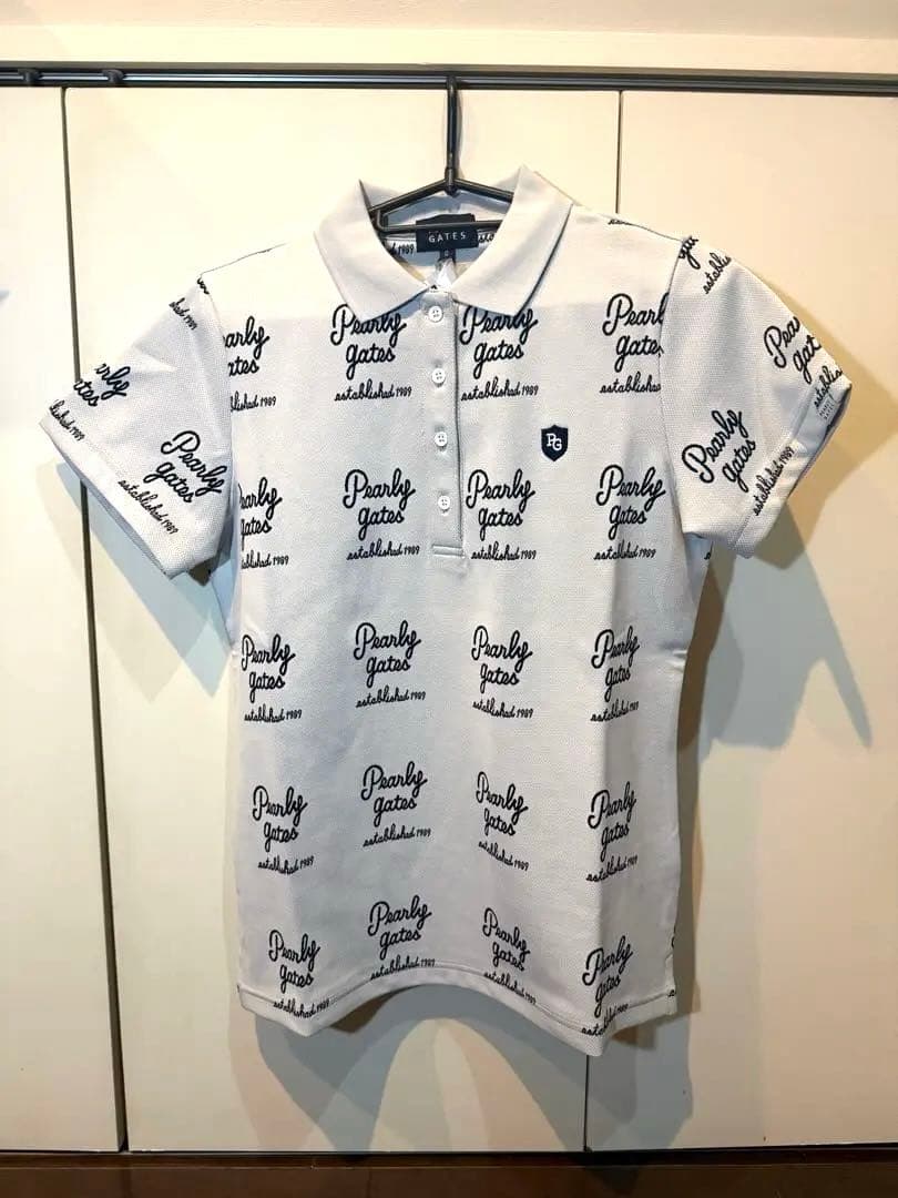 【新品】パーリーゲイツ サイズ0 総柄ロゴ ライトグレー レディース