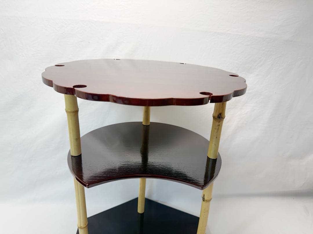 ほぼ未使用 茶道具 指物師 渡辺可映作 江戸千家八代一元斎好写 亀甲棚 溜塗共箱