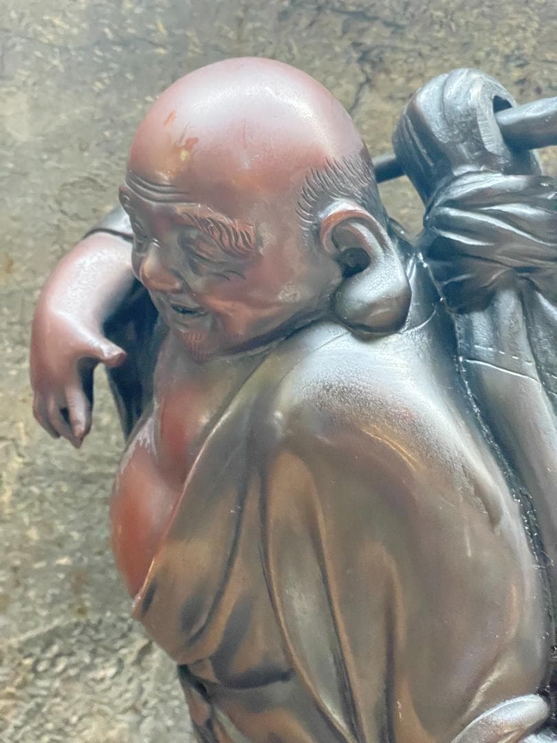 金工師 正之造 古銅 川渡 布袋 立像 七福神 仏像 巨大 縁起物 置物 彫刻