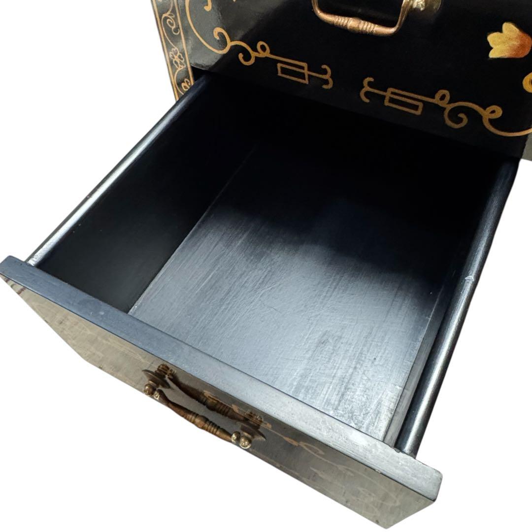 花柄装飾 箪笥 ローチェスト TV台 4段引き出し 開き扉付 螺鈿細工