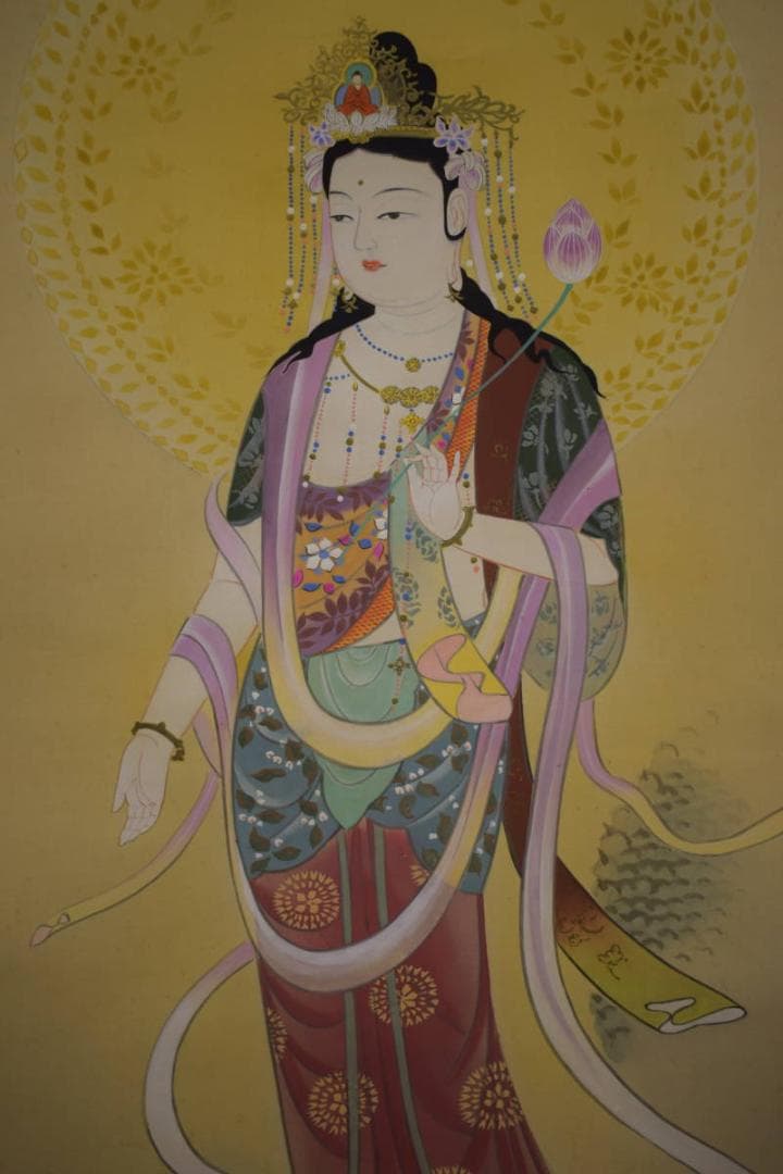 春篁/龍頭観音図/龍上観音図/布袋屋掛軸HI-782