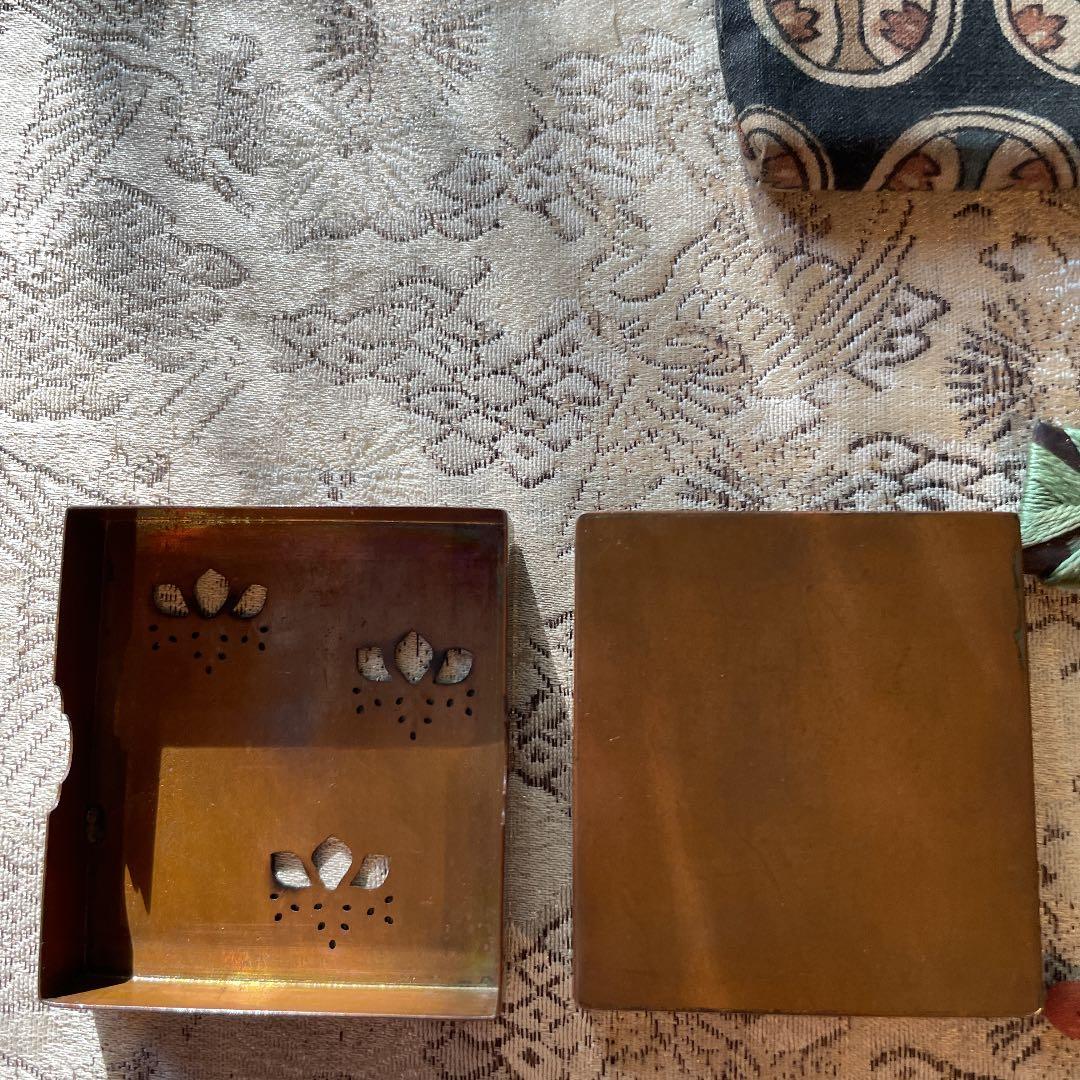 裁縫銅製小箱　更紗