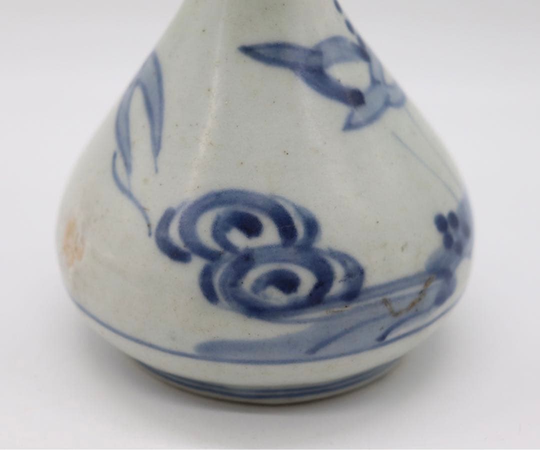 染付長頸瓶　　アンティーク　送料込み0206