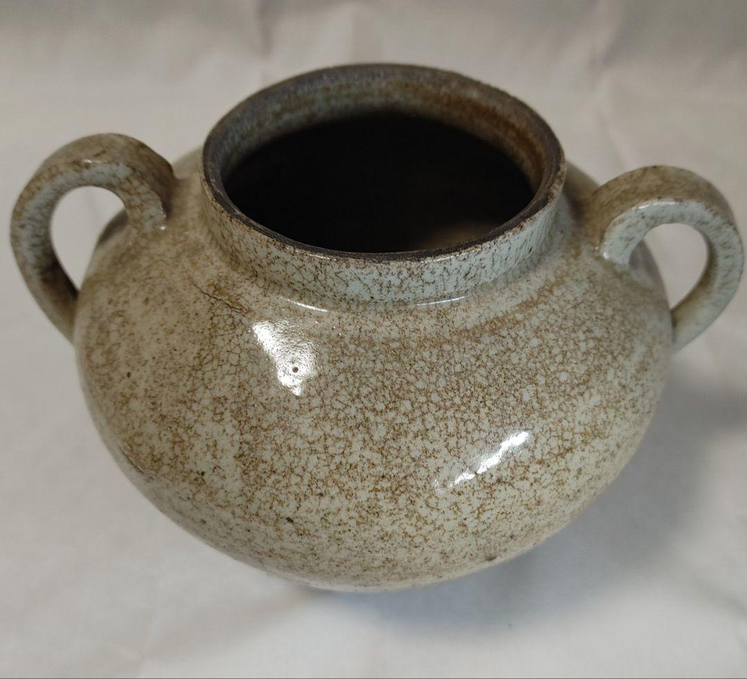 灰釉双耳壺、中国、古瀬戸、李朝？