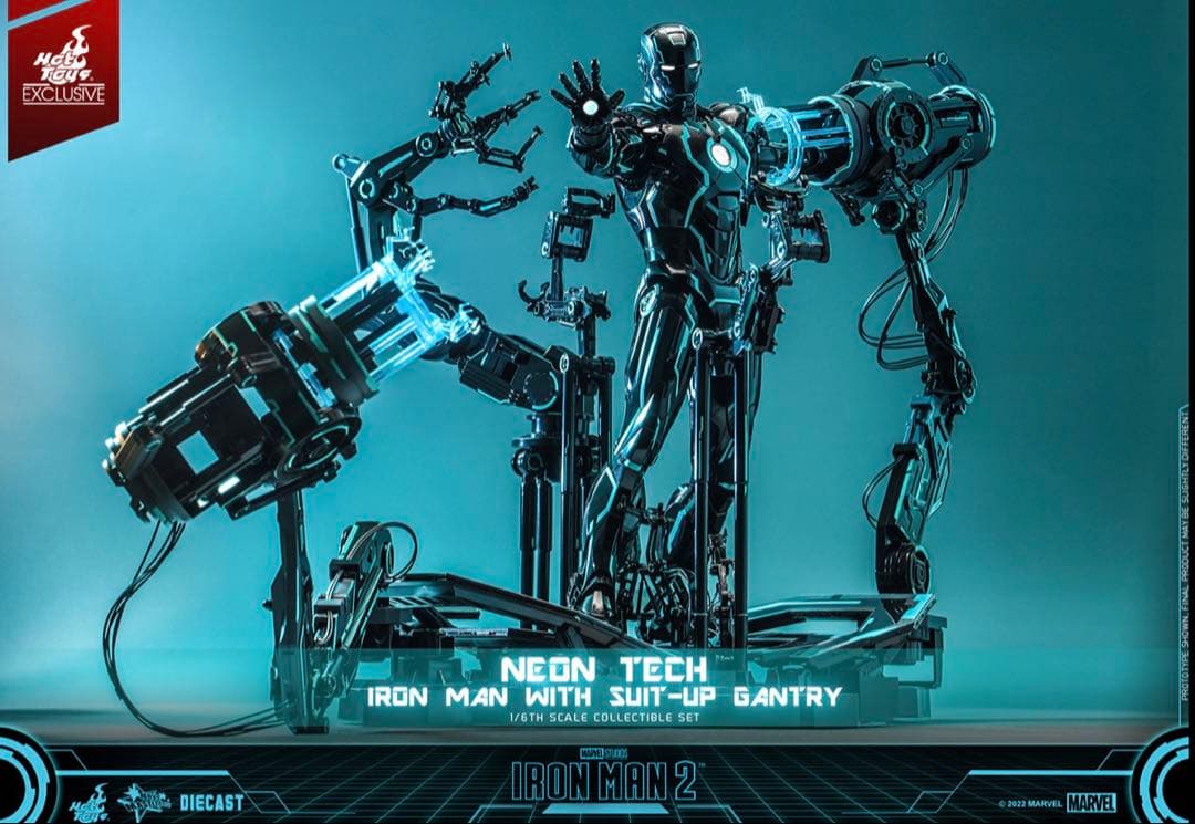 【DIECAST】アイアンマン・マーク4限定ネオンテック版パワードスーツ装着機付