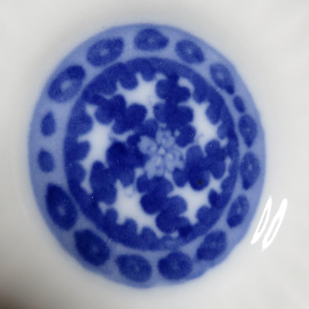 白磁 染付 菊型 皿 4枚 花文様 古伊万里