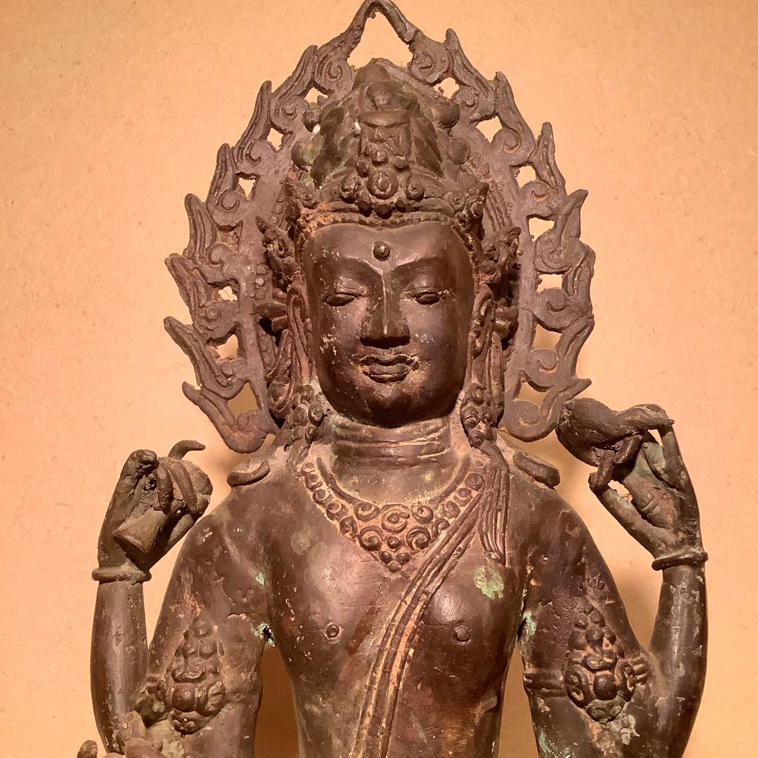 ガンダーラ仏「一面四臂菩薩」クシャーナ朝・マトゥラー美術・エローラ寺院・古銅特大