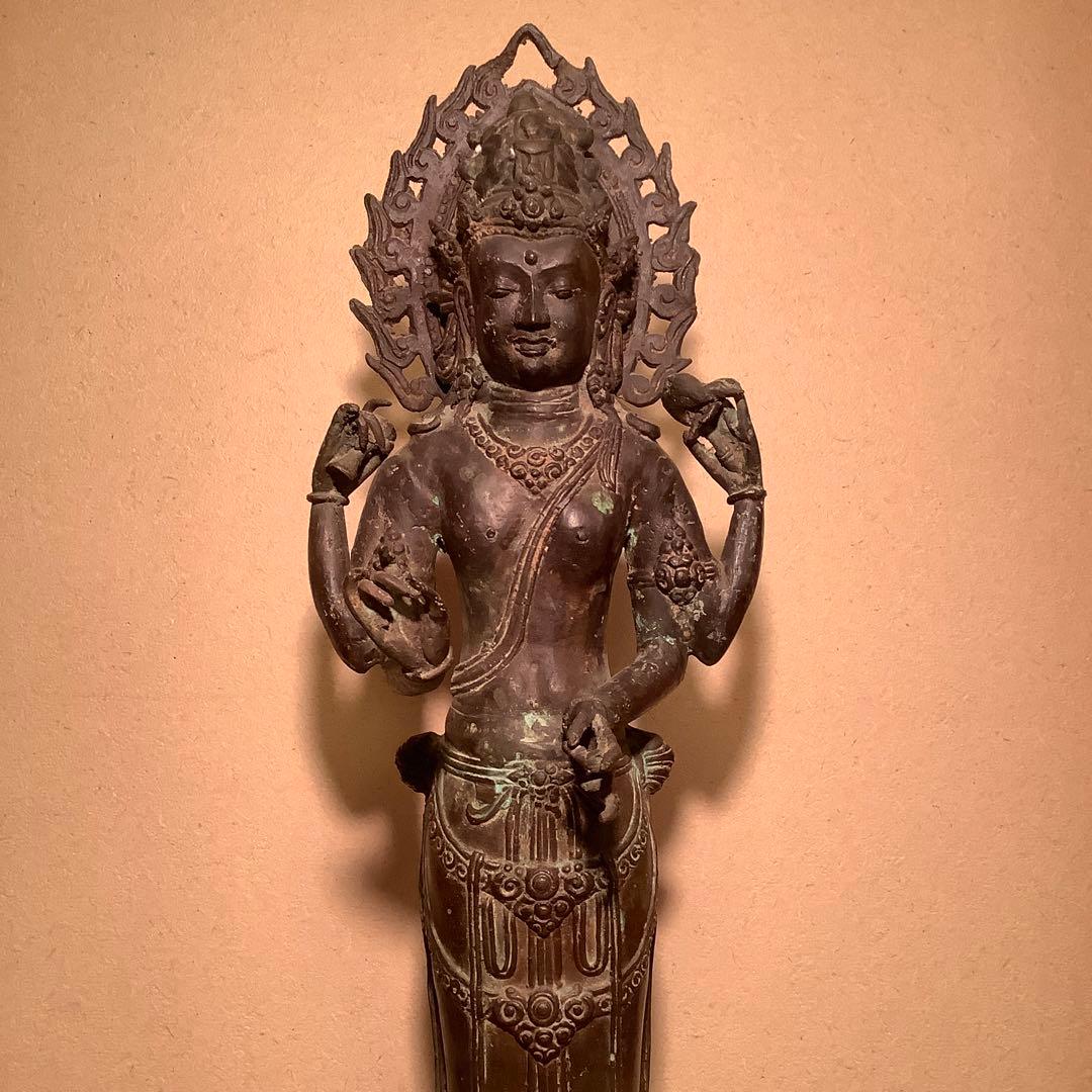 ガンダーラ仏「一面四臂菩薩」クシャーナ朝・マトゥラー美術・エローラ寺院・古銅特大