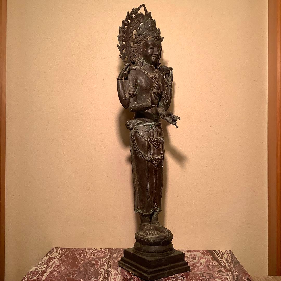 ガンダーラ仏「一面四臂菩薩」クシャーナ朝・マトゥラー美術・エローラ寺院・古銅特大