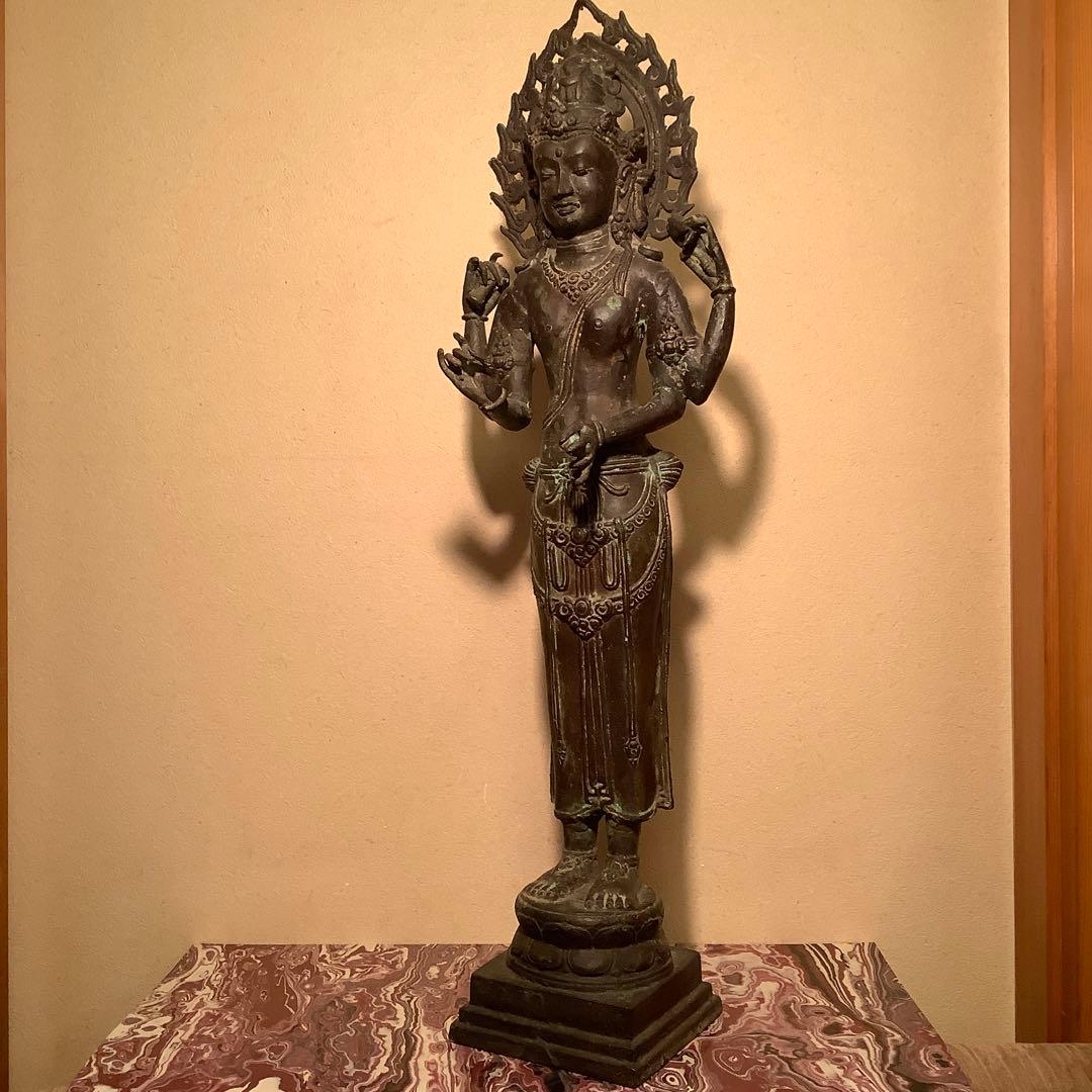 ガンダーラ仏「一面四臂菩薩」クシャーナ朝・マトゥラー美術・エローラ寺院・古銅特大