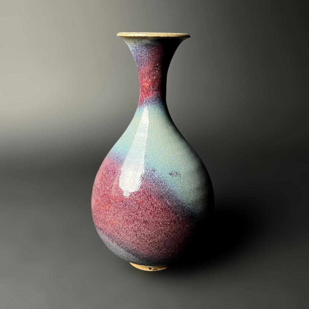 唐物 鈞窯 天青釉紫斑玉壺春 中国美術 古玩 SH84