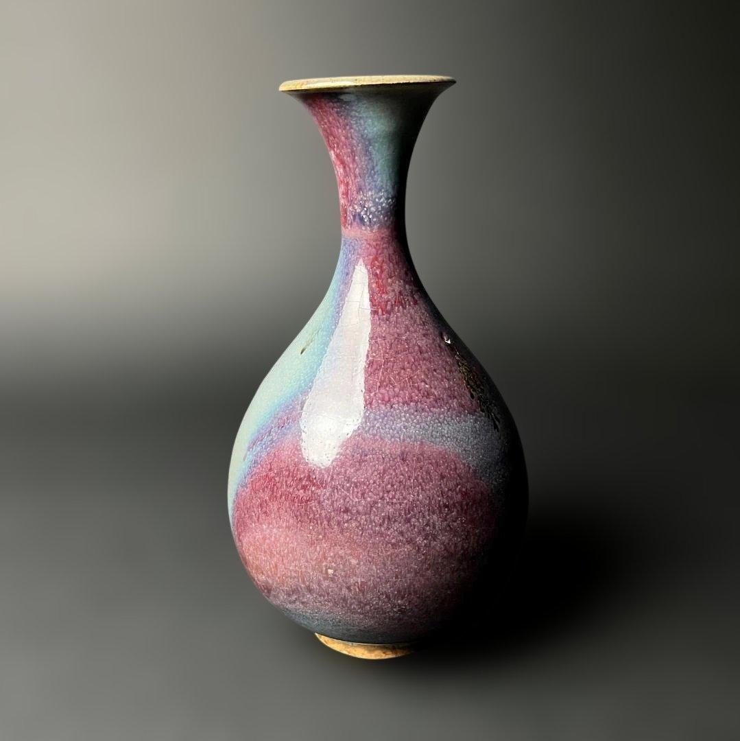 唐物 鈞窯 天青釉紫斑玉壺春 中国美術 古玩 SH84