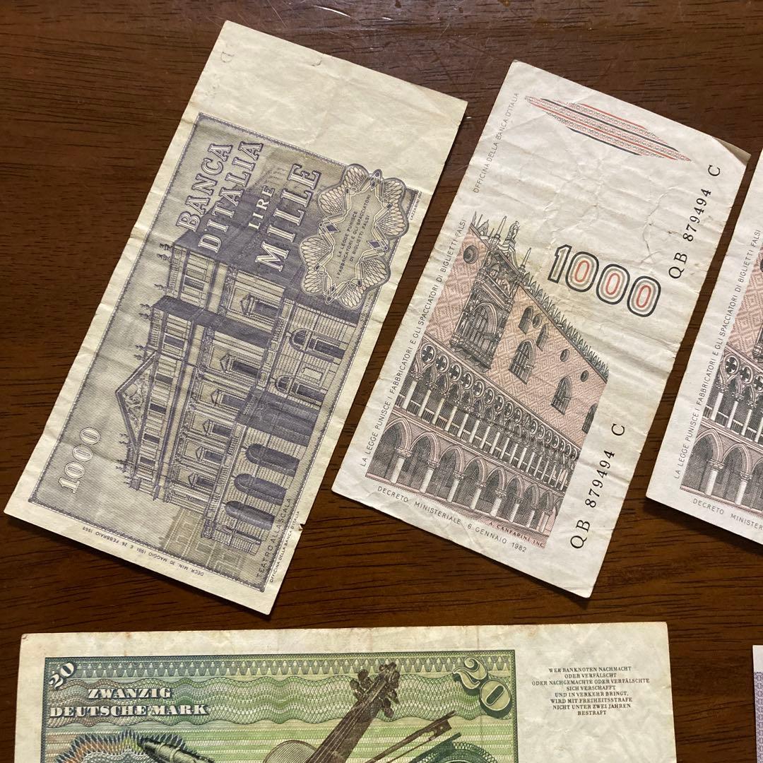 外国紙幣 ドイツ イタリア 旧紙幣 旧硬貨 1980年代