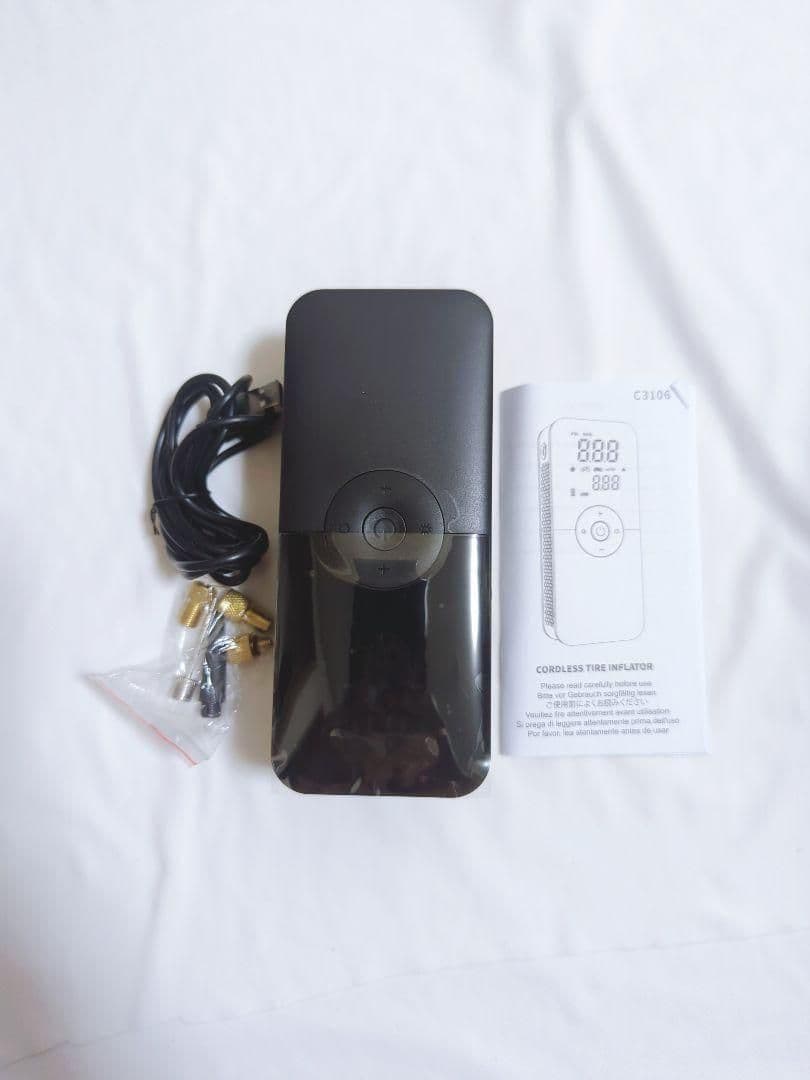 電動空気入れ 液晶ディスプレイ LEDライト 4000mAh