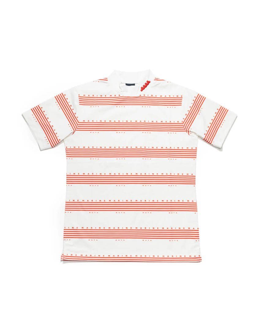 muta ストライプポロシャツ ホワイト/レッド