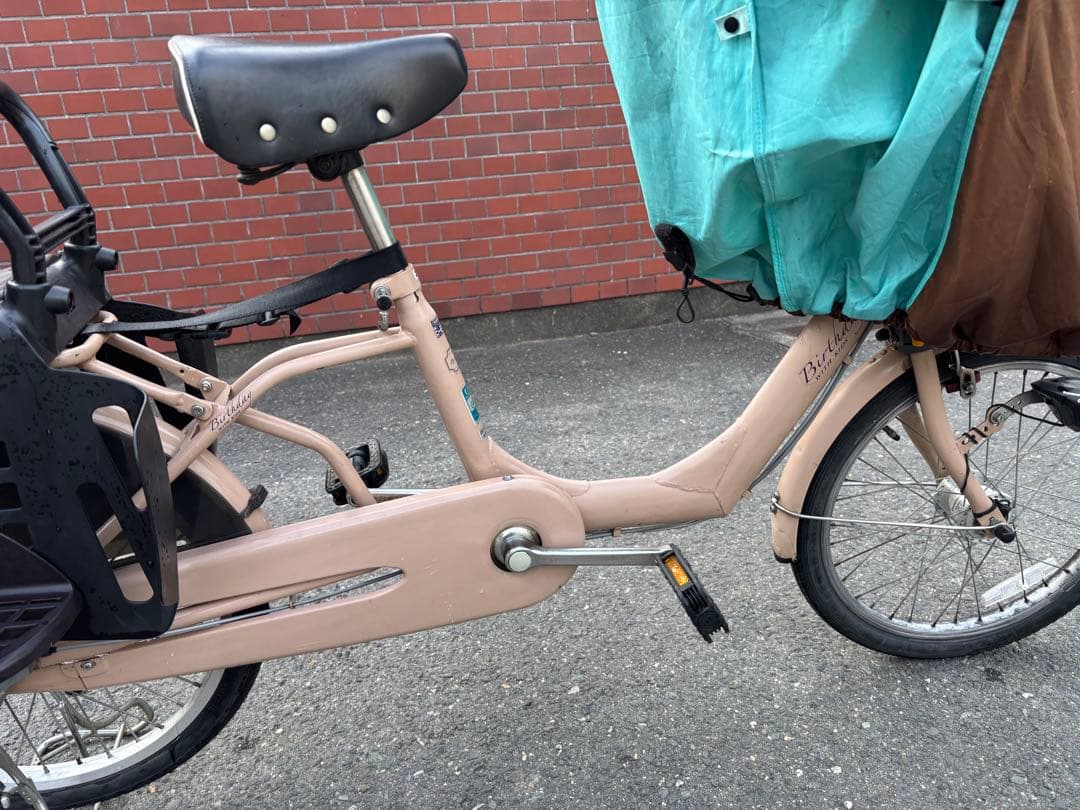 子乗せ自転車3人乗りベージュ シティサイクル チャイルドシート付き