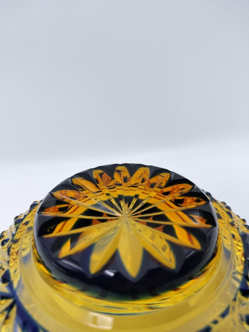 希少品☆江戸切子 小鉢 五寸皿 琥珀瑠璃（切子、江戸切子、薩摩切子）
