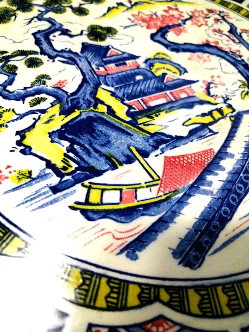 ⬛【高級五彩】九谷焼３７cm特大皿 ♥おもてなし皿に♥ヴィンテージ・コレクション