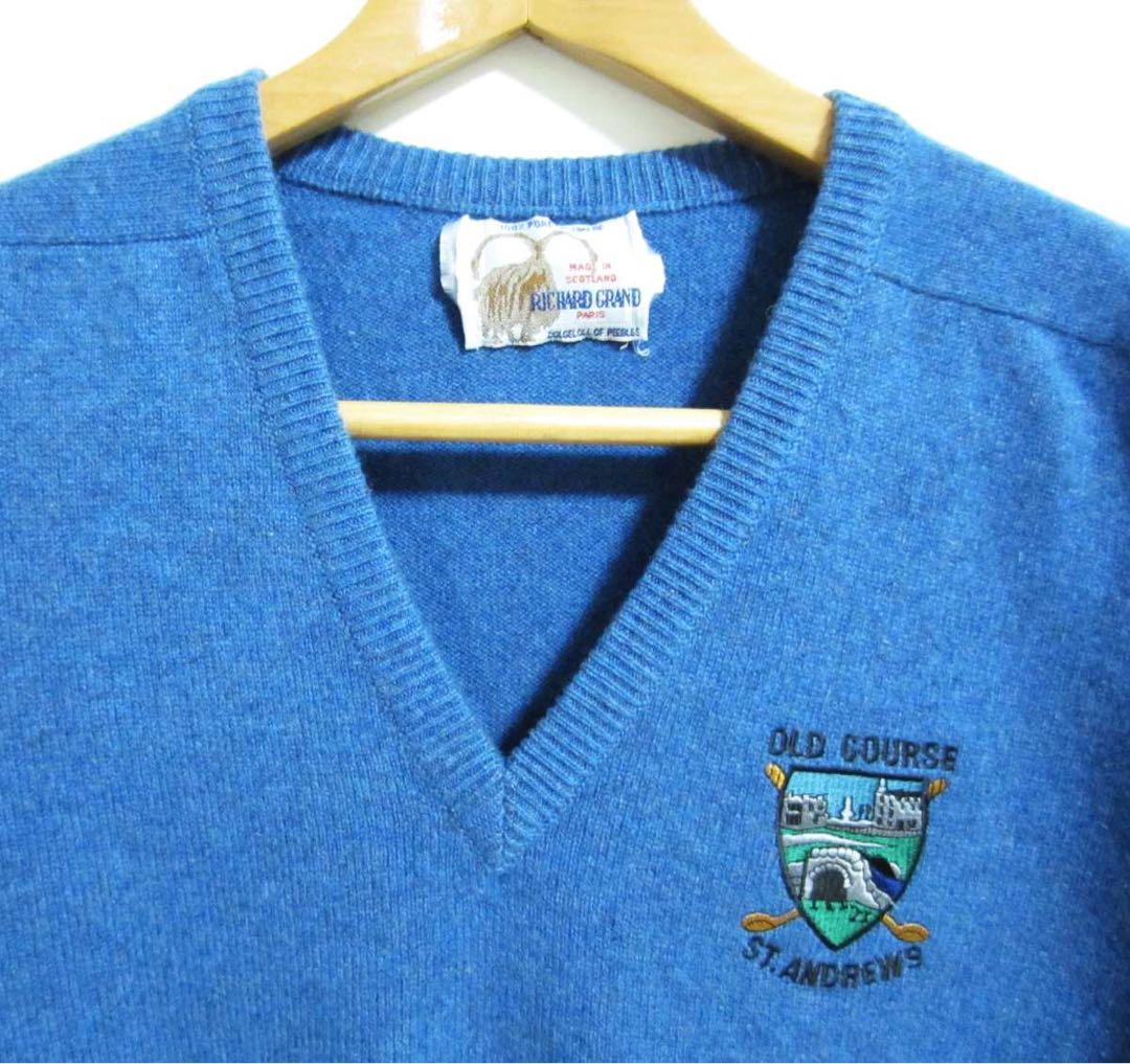 【美品】 100% カシミア セーター Vネック St.Andrews M~L