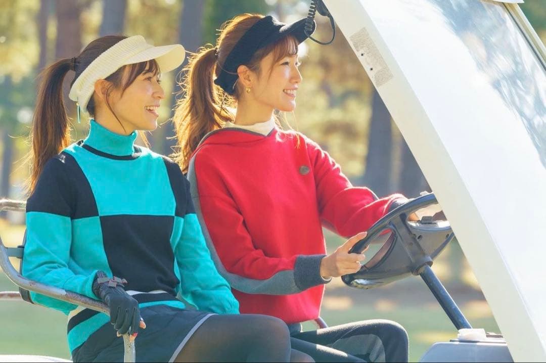 ランバンスポール　フード付きニット　レッド