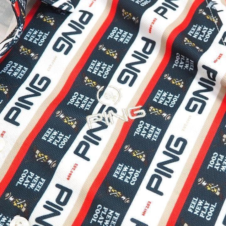 新品 ピン ゴルフ 上下セット 総柄ロゴ ポロシャツ ハーフパンツ レッド L