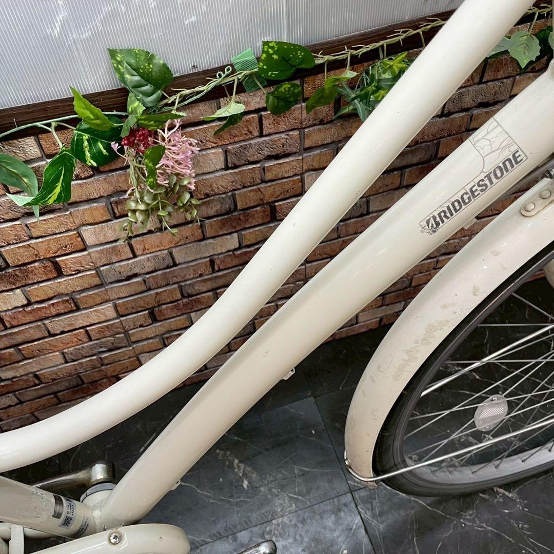 【86】一般車 シティー車 ブリヂストン ホワイトクリーム 27インチ シングル