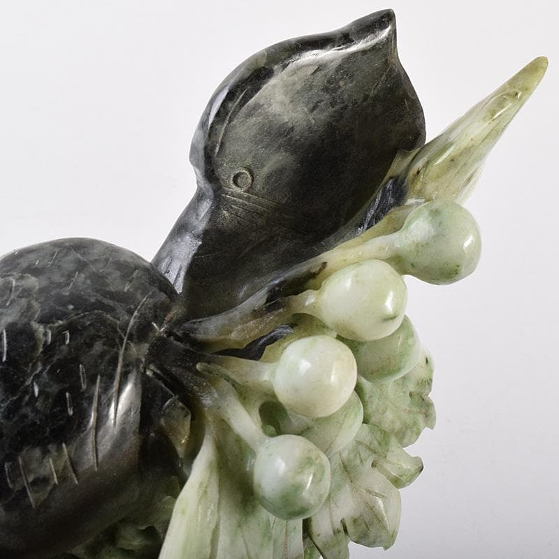 中国　玉石翡翠玉　果実彫　床飾　置物　重さ約1371g　D　R7574