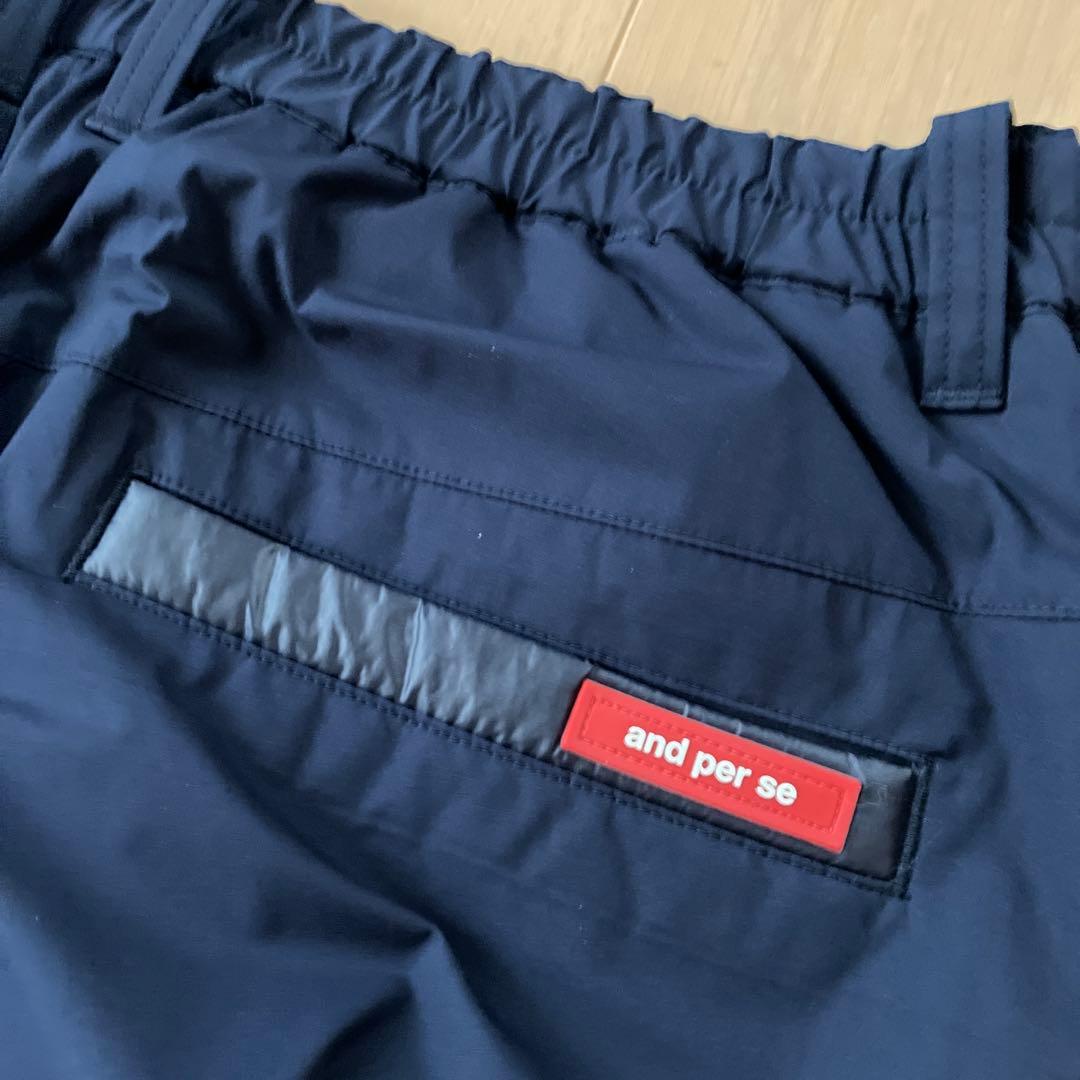 and per se 中綿入りゴルフ防寒パンツ メンズＬ　ネイビー