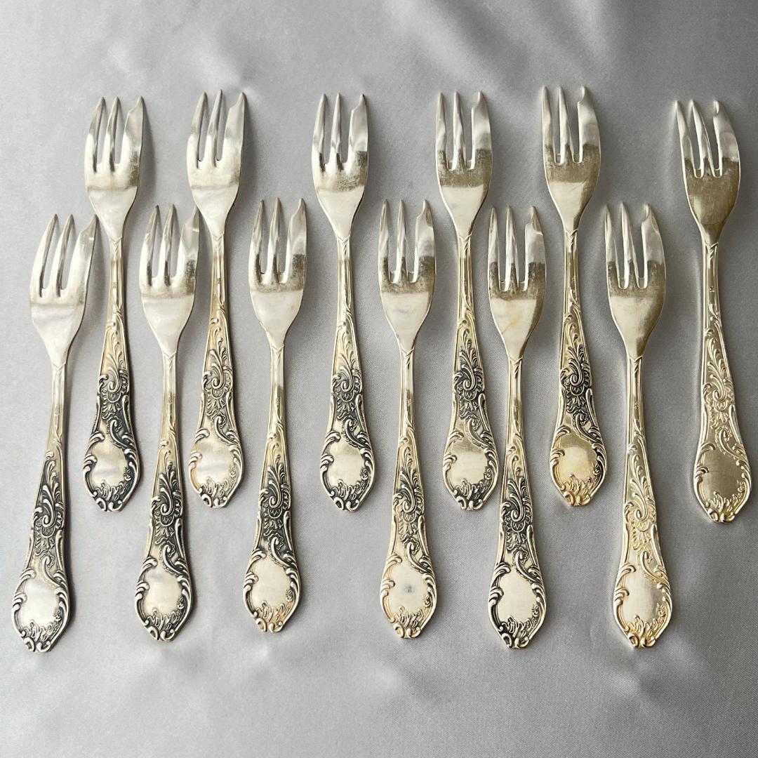 【ドイツ】ケーキフォーク 12本【シルバープレート】