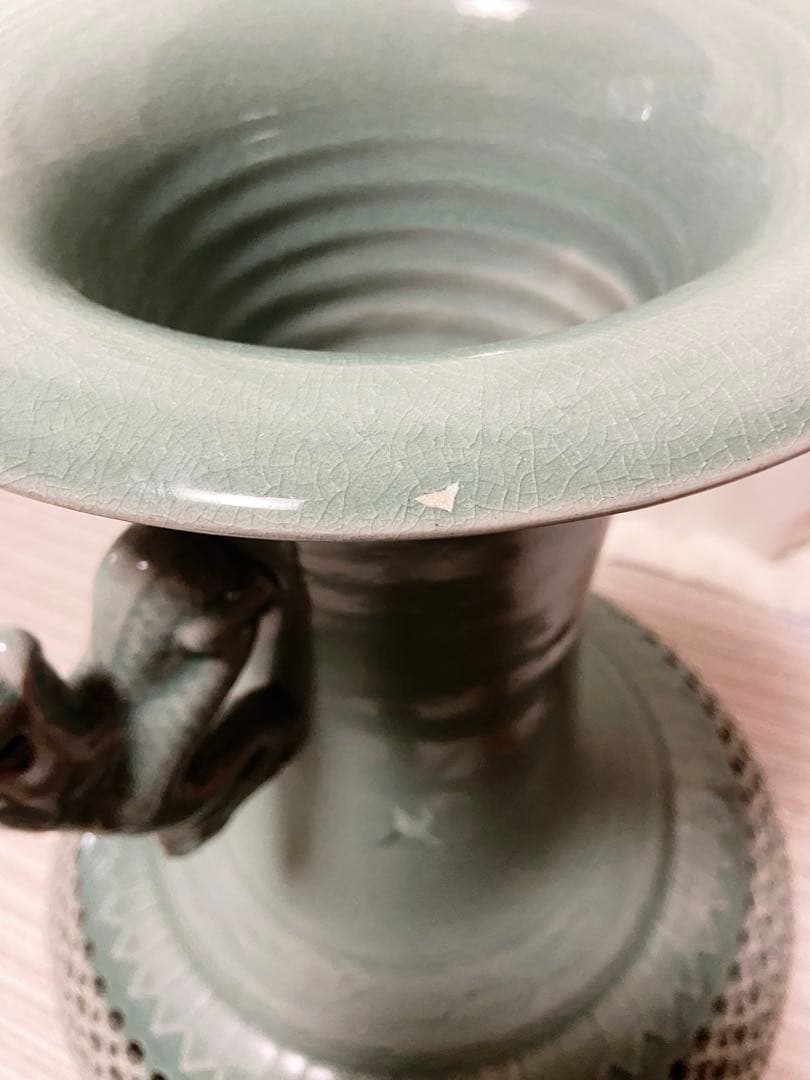 高麗青磁 壺 花瓶 置物　特大花瓶　インテリア