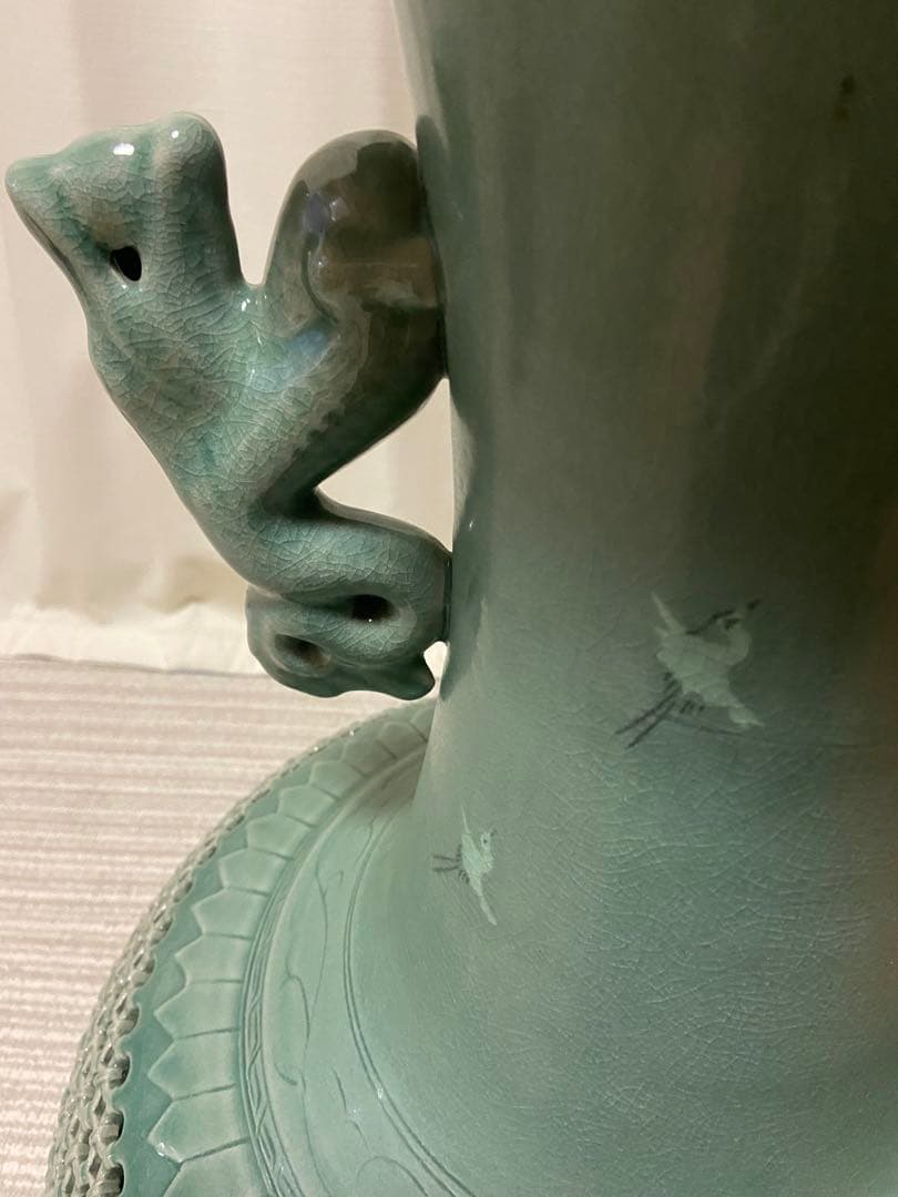 高麗青磁 壺 花瓶 置物　特大花瓶　インテリア