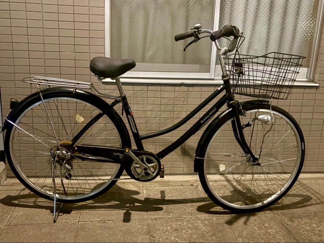 【変速付き】シティサイクル 26インチ 外装6段変速 カゴ付き ブラック