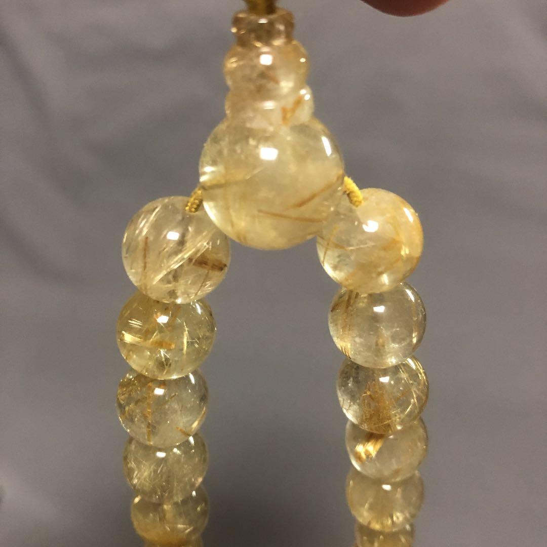 ルチルクォーツ念珠　最上級品　金線水晶