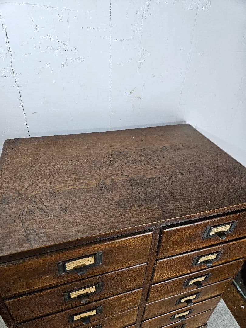 USアンティーク 古い小引出し 12杯 木製 オーク材 古家具 ドロワー