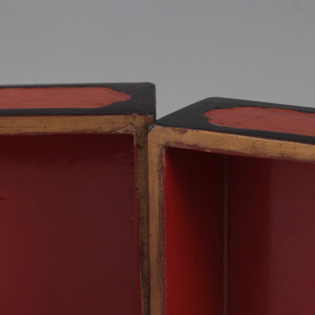 黒/朱 古い 二段重 漆器 古美術 古道具 アンティーク