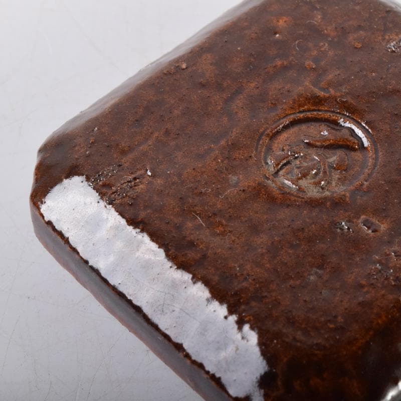 茶道具　大樋焼　松寿造　飴釉　寅香合　書付　共箱　V　8084