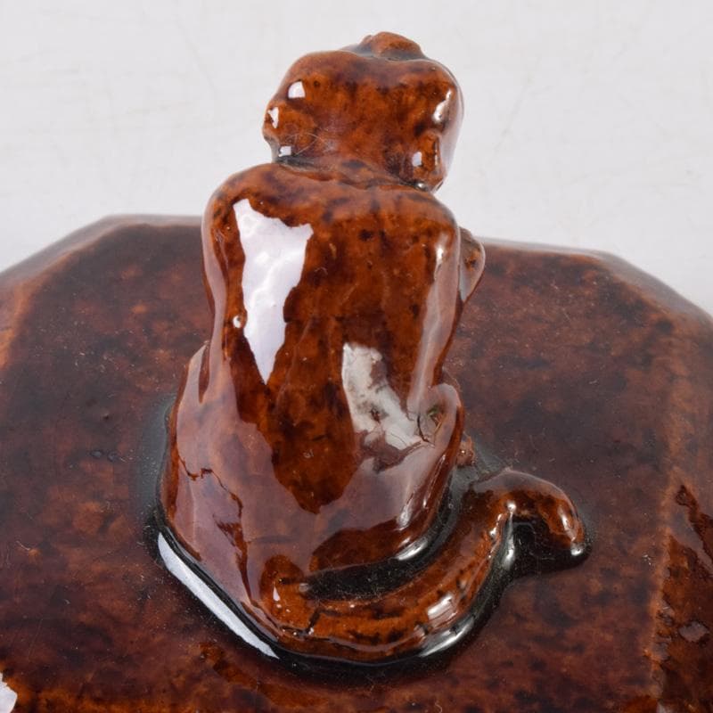 茶道具　大樋焼　松寿造　飴釉　寅香合　書付　共箱　V　8084