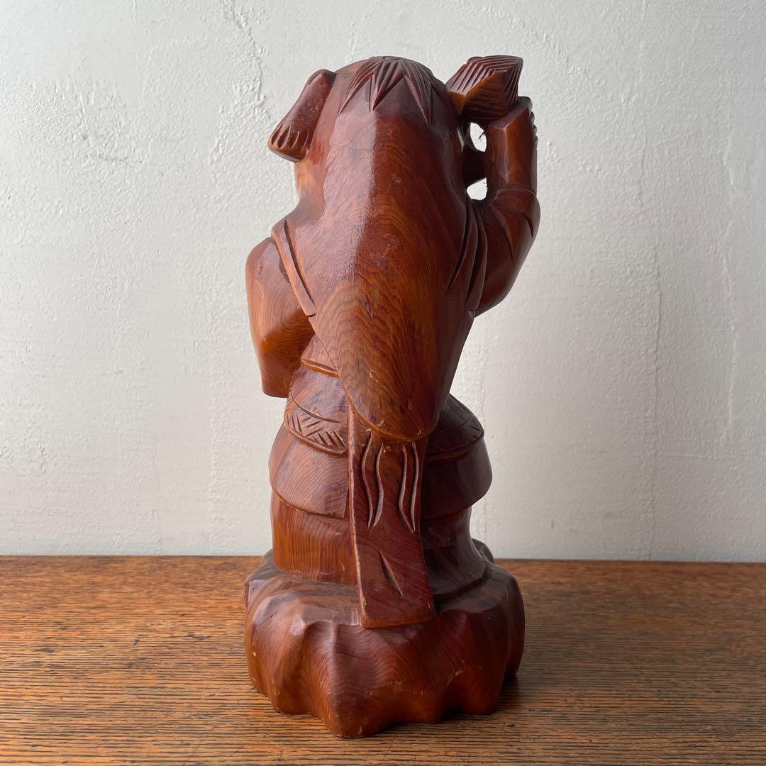 木彫り　獅子被り大黒天　獅子舞　大黒様　七福神　木製　縁起物