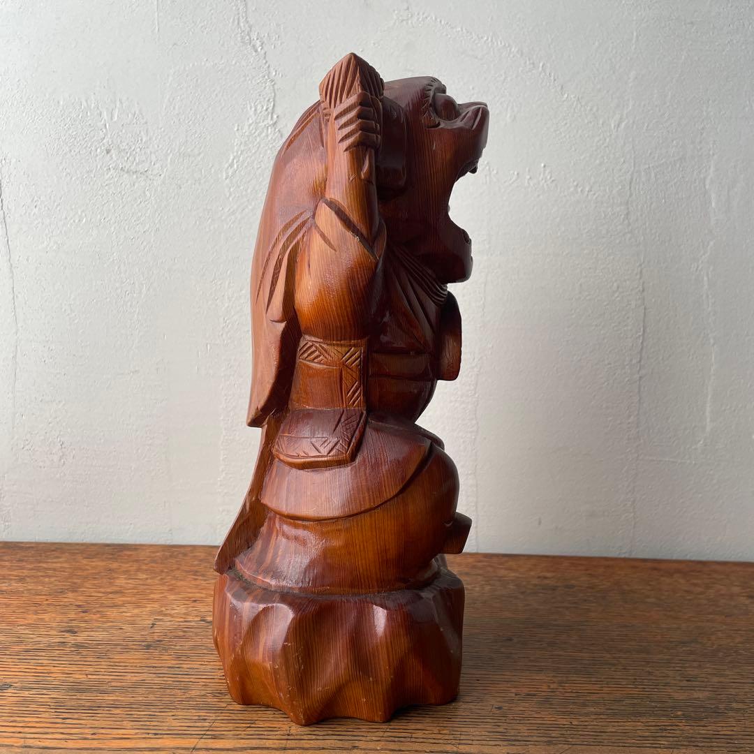 木彫り　獅子被り大黒天　獅子舞　大黒様　七福神　木製　縁起物