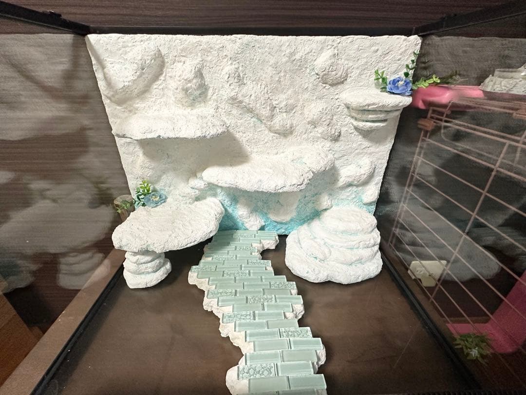 爬虫類水槽.バックボード.シェルター３セット