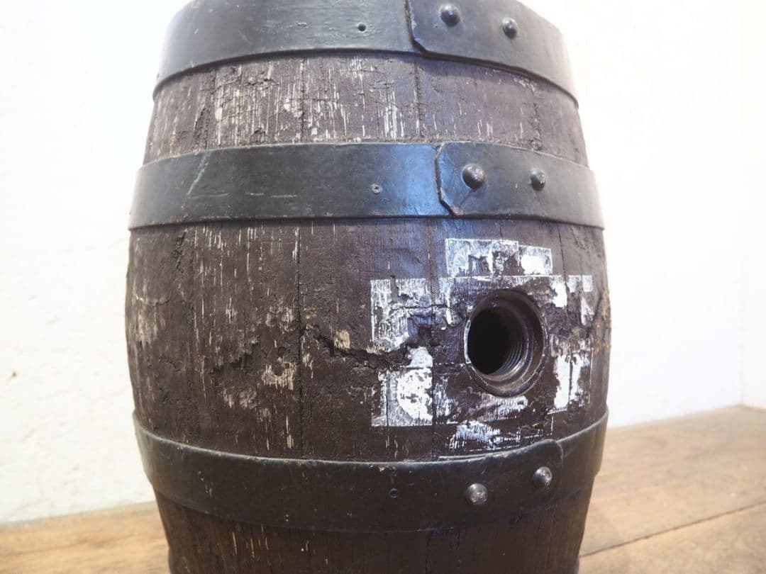 1222　ヴィンテージ　古い木樽のオブジェ　椅子　スツール　レトロ　アンティーク