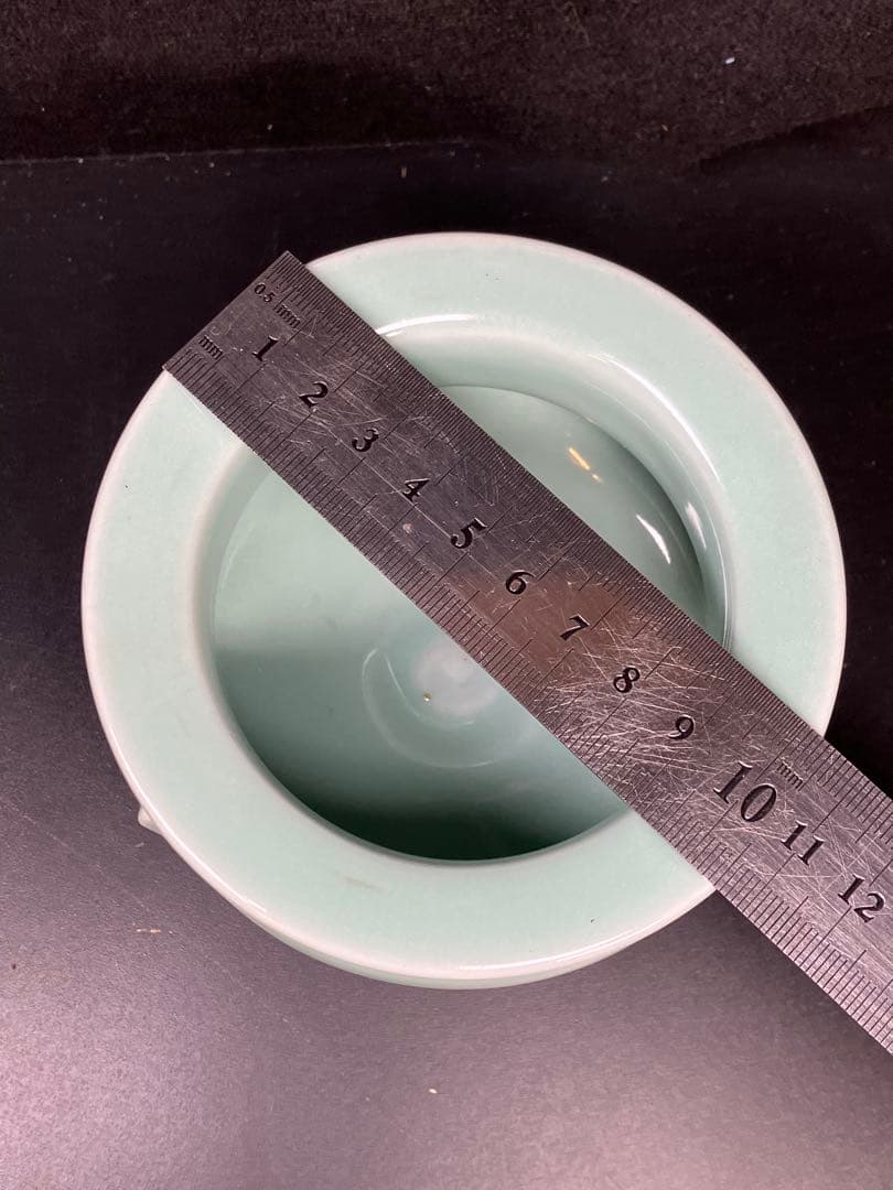 青磁三足純銀火屋香炉 仏具茶道具透かし彫り純銀刻印 銀細工 骨董品 火舎 工芸