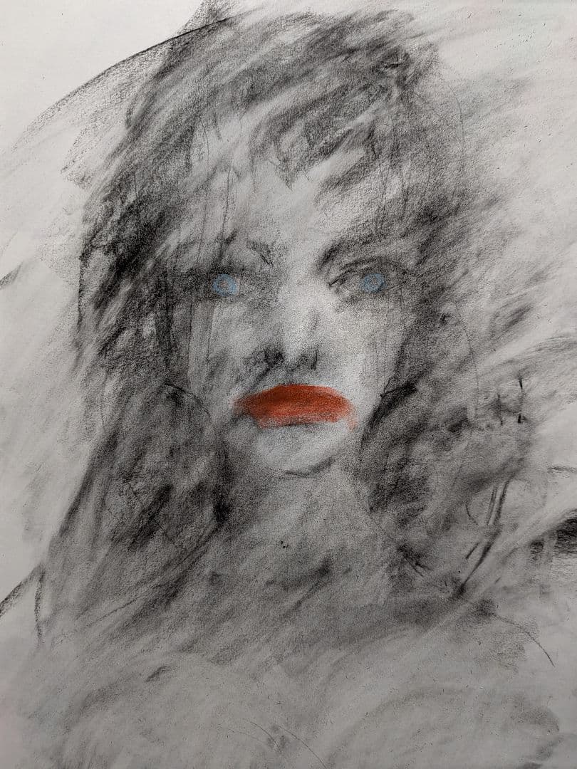 抽象的な人物のパステル画hagemaru作品