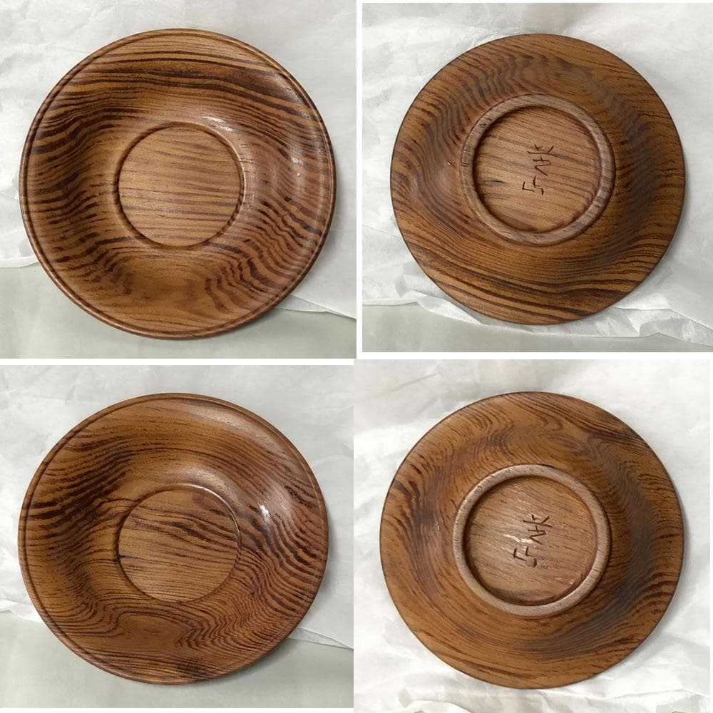 e1913 太田芝山作 老松茶托 五客 共箱 共布 茶道具