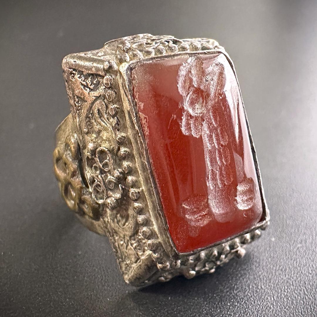 ビザンツ シルバーリング カラーストーン 印章指輪 パワーストーン 1547